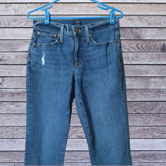 J. Crew Slim Boyfriend Women's Size 25 Distressed Cotton Blend Stretch Blue Jean - Picture 2 of 6